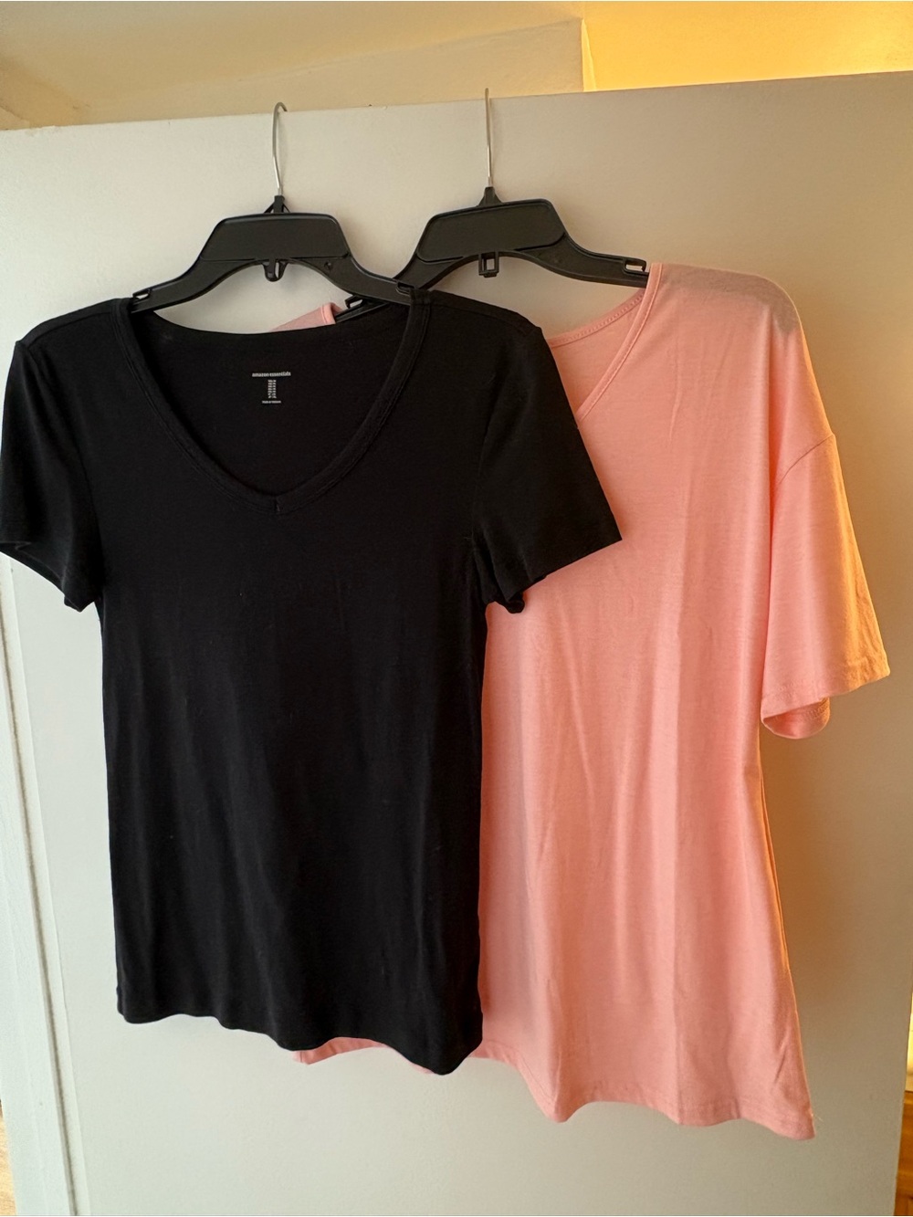 4 T-shirts - 2 Old Navy Charcoal Olive and 2 Amazon black and pinkish
V-Neck